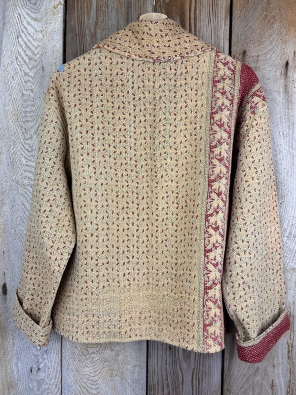 Vintage cotton Kantha Jacket with finely hand stitched details, rich textures and colours.