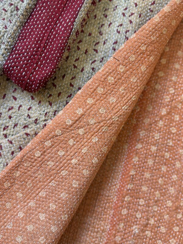 Vintage cotton Kantha Jacket with finely hand stitched details, rich textures and colours.