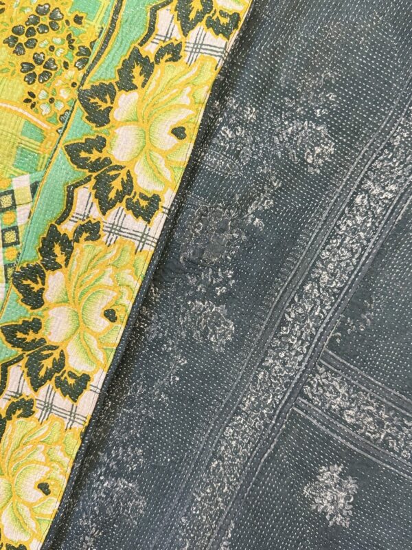 Vintage cotton Kantha Jacket with finely hand stitched details, rich textures and colours.