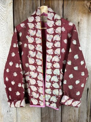 Vintage cotton Kantha Jacket with finely hand stitched details, rich textures and colours.