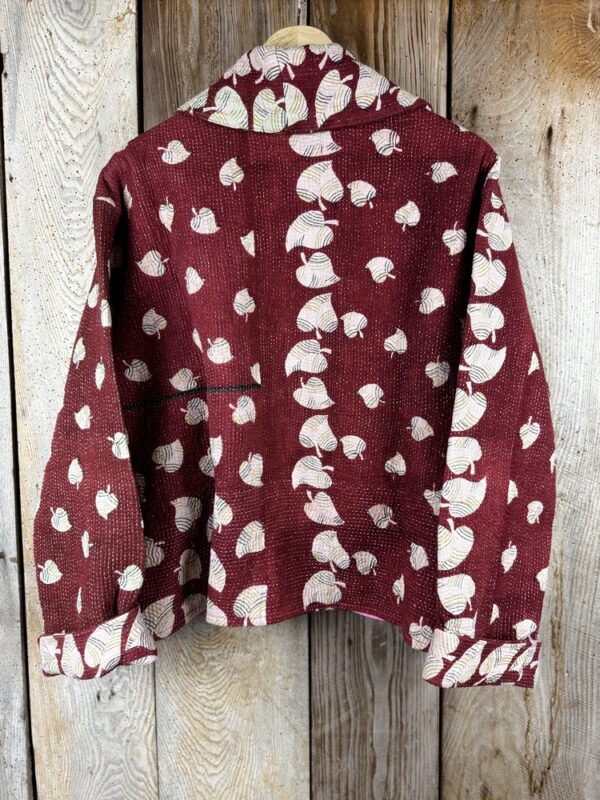 Vintage cotton Kantha Jacket with finely hand stitched details, rich textures and colours.