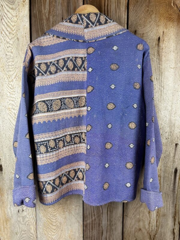 Vintage cotton Kantha Jacket with finely hand stitched details, rich textures and colours.