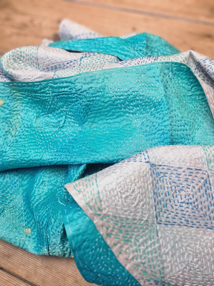 Recycled Kantha Silk Scarf - Image 2