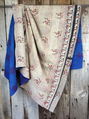 Exquisite vintage Kantha quilt featuring authentic hand-stitched Indian patchwork, responsibly sourced and perfect as unique homeware.