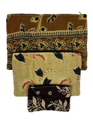 Colourful cotton kantha bags, pockets and purses, great for organising the smaller things in life. Made from recycled kantha quilts for the perfect accessory.