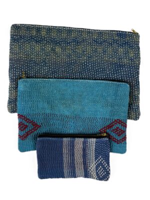 Colourful cotton kantha bags, pockets and purses, great for organising the smaller things in life. Made from recycled kantha quilts for the perfect accessory.