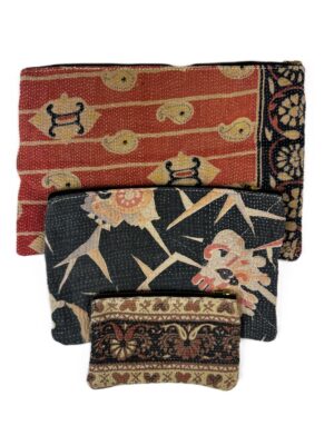 Colourful cotton kantha bags, pockets and purses, great for organising the smaller things in life. Made from recycled kantha quilts for the perfect accessory.