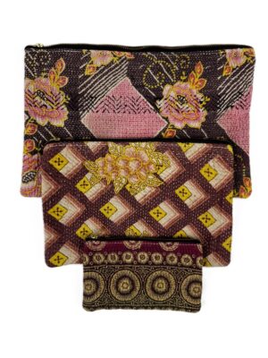 Colourful cotton kantha bags, pockets and purses, great for organising the smaller things in life. Made from recycled kantha quilts for the perfect accessory.