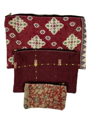 Colourful cotton kantha bags, pockets and purses, great for organising the smaller things in life. Made from recycled kantha quilts for the perfect accessory.