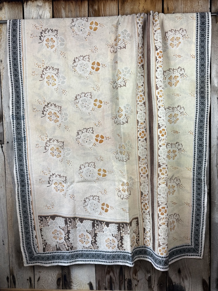 Exquisite vintage Kantha quilt featuring authentic hand-stitched Indian patchwork, responsibly sourced and perfect as unique homeware.