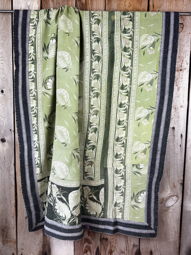 Exquisite vintage Kantha quilt featuring authentic hand-stitched Indian patchwork, responsibly sourced and perfect as unique homeware.