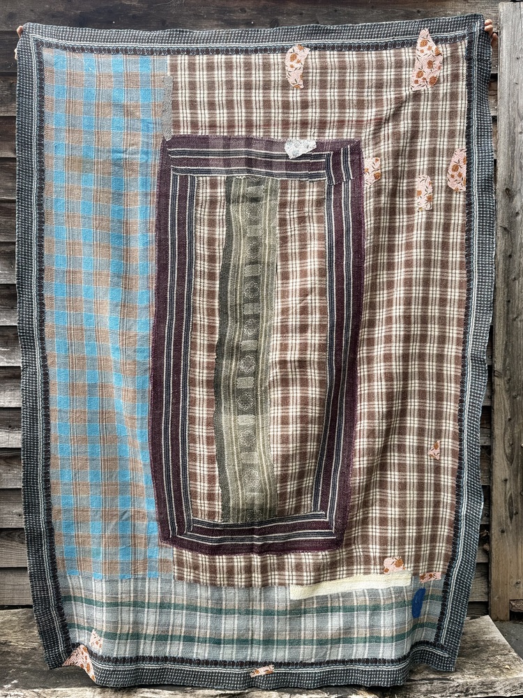 Exquisite vintage Kantha quilt featuring authentic hand-stitched Indian patchwork, responsibly sourced and perfect as unique homeware.