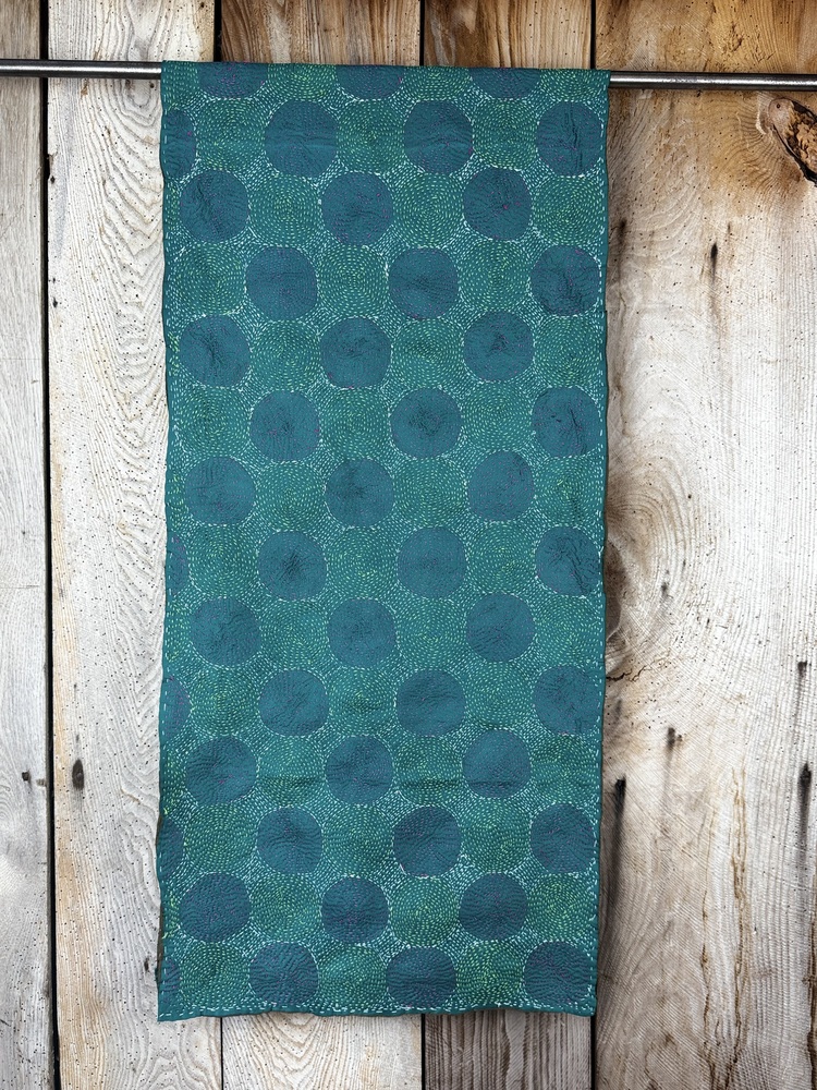 Silk scarf made from hand-stitched recycled sari silk.