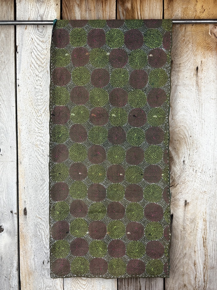 Silk scarf made from hand-stitched recycled sari silk.