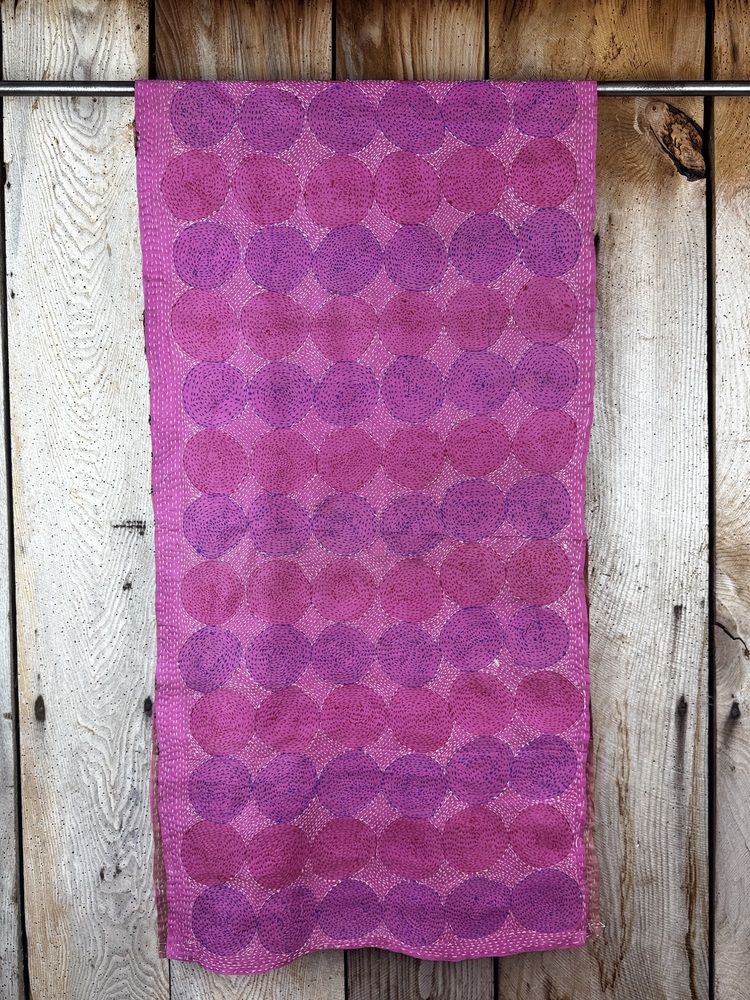 Silk scarf made from hand-stitched recycled sari silk.