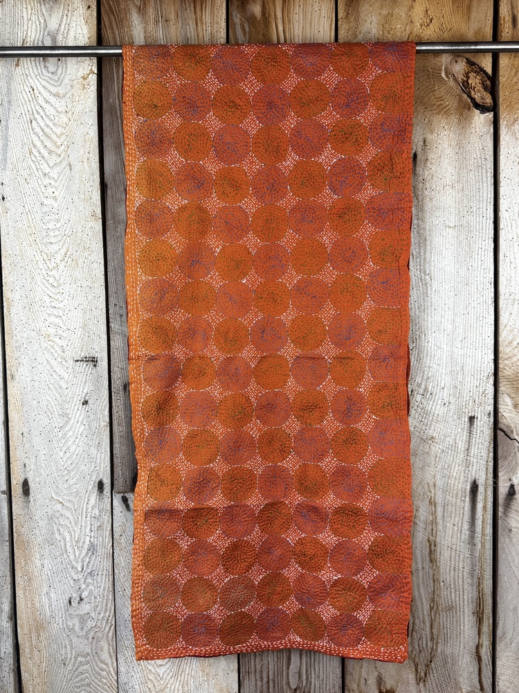 Silk scarf made from hand-stitched recycled sari silk.