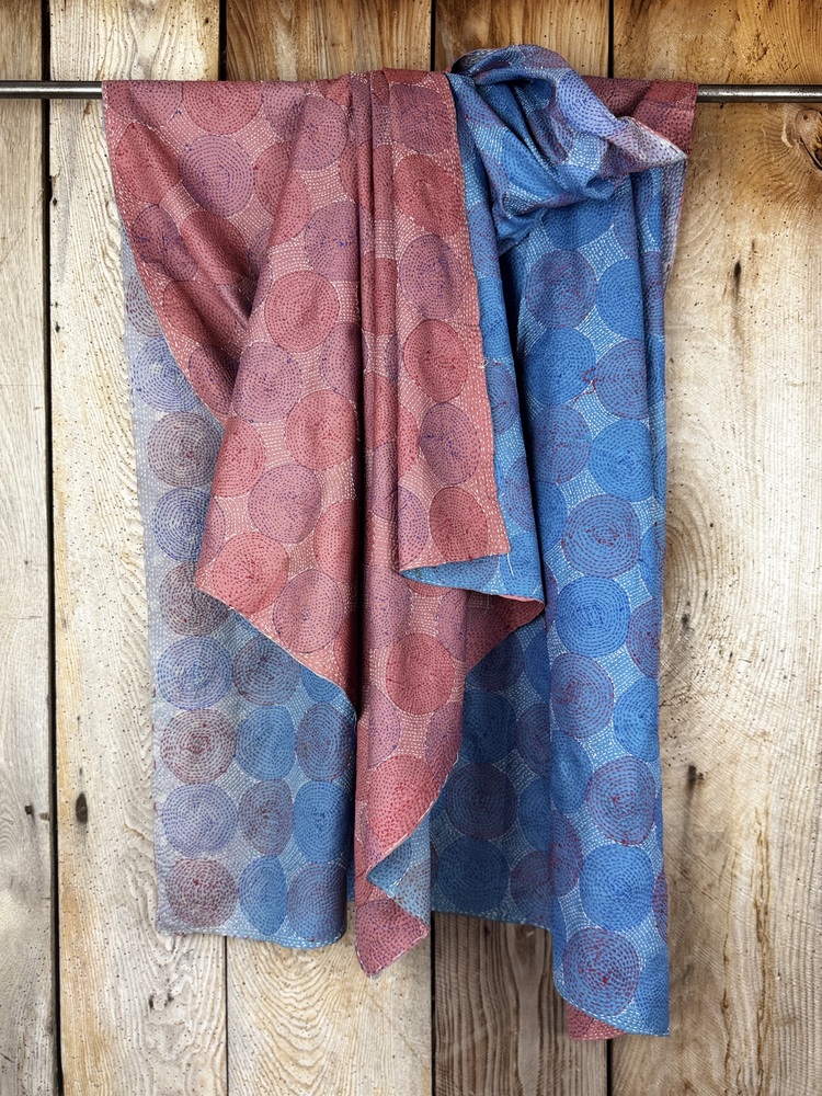 Silk scarf made from hand-stitched recycled sari silk.