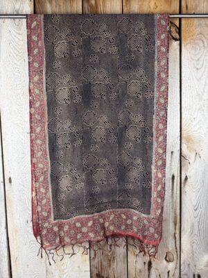 Mulberry silk scarf, block printed with natural dyes by Sufyian Khatri. The perfect lightweight unique accessory for any outfit.