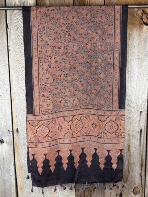 Mulberry silk scarf, block printed with natural dyes by Sufyian Khatri. The perfect lightweight unique accessory for any outfit.