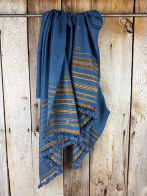 Hand woven Bhujodi scarves dyed with natural dyes, a cosy warm addition to your outfit.