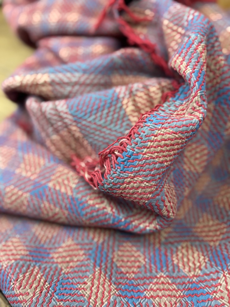 Exquisite vintage Kantha rug quilt featuring authentic hand-stitched Indian patchwork, responsibly sourced and perfect as unique homeware or picnic mat.