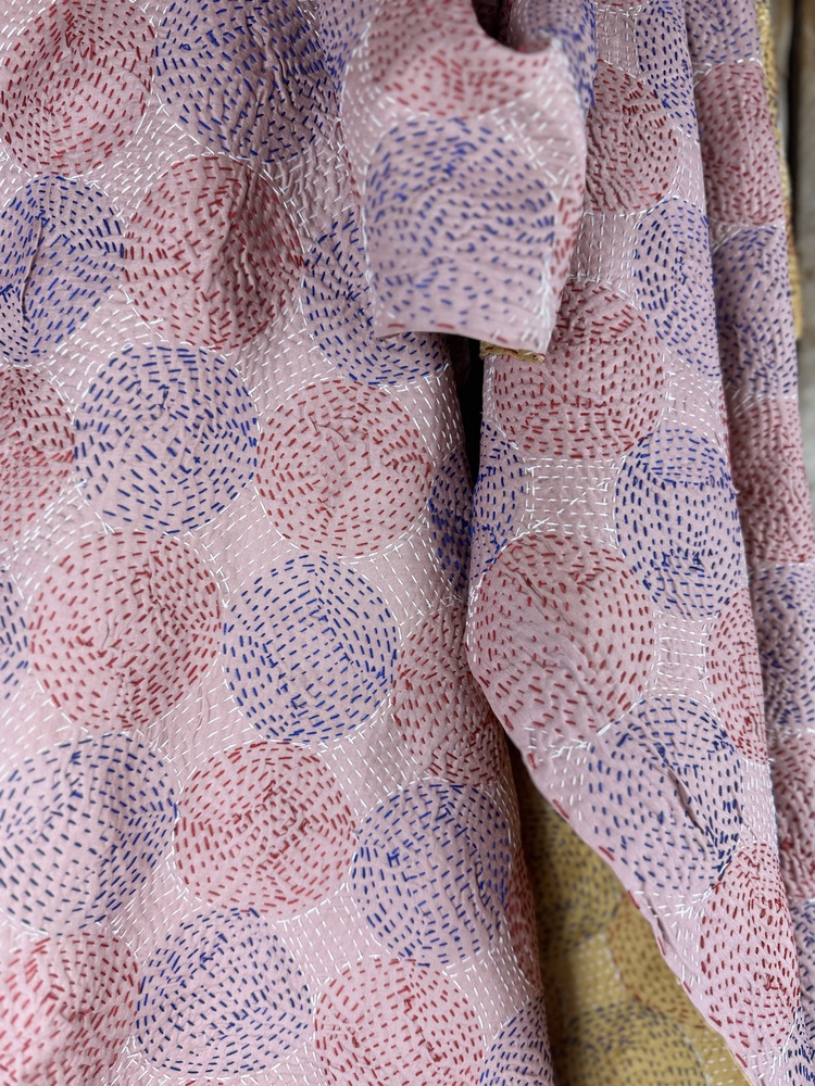 Silk scarf made from hand-stitched recycled sari silk.
