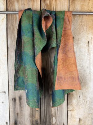 Silk scarf made from hand-stitched recycled sari silk.