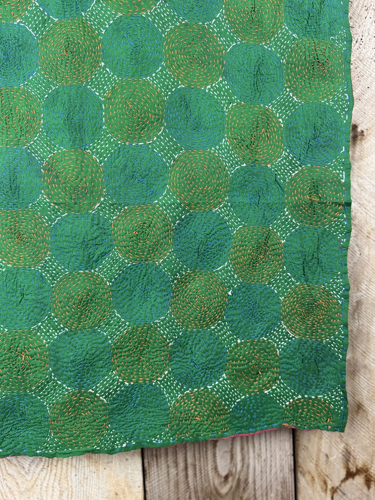 Silk scarf made from hand-stitched recycled sari silk.