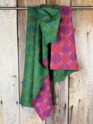 Silk scarf made from hand-stitched recycled sari silk.