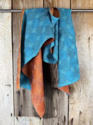 Silk scarf made from hand-stitched recycled sari silk.