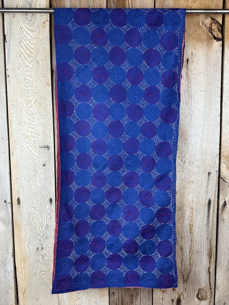 Silk scarf made from hand-stitched recycled sari silk.
