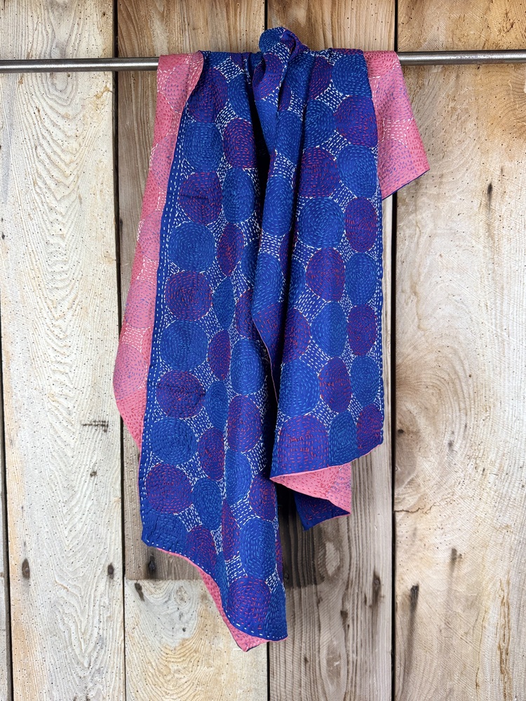 Silk scarf made from hand-stitched recycled sari silk.