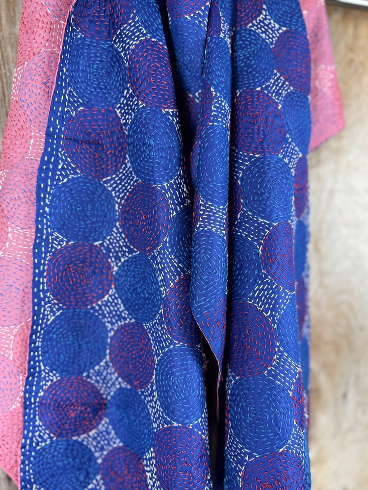 Silk scarf made from hand-stitched recycled sari silk.