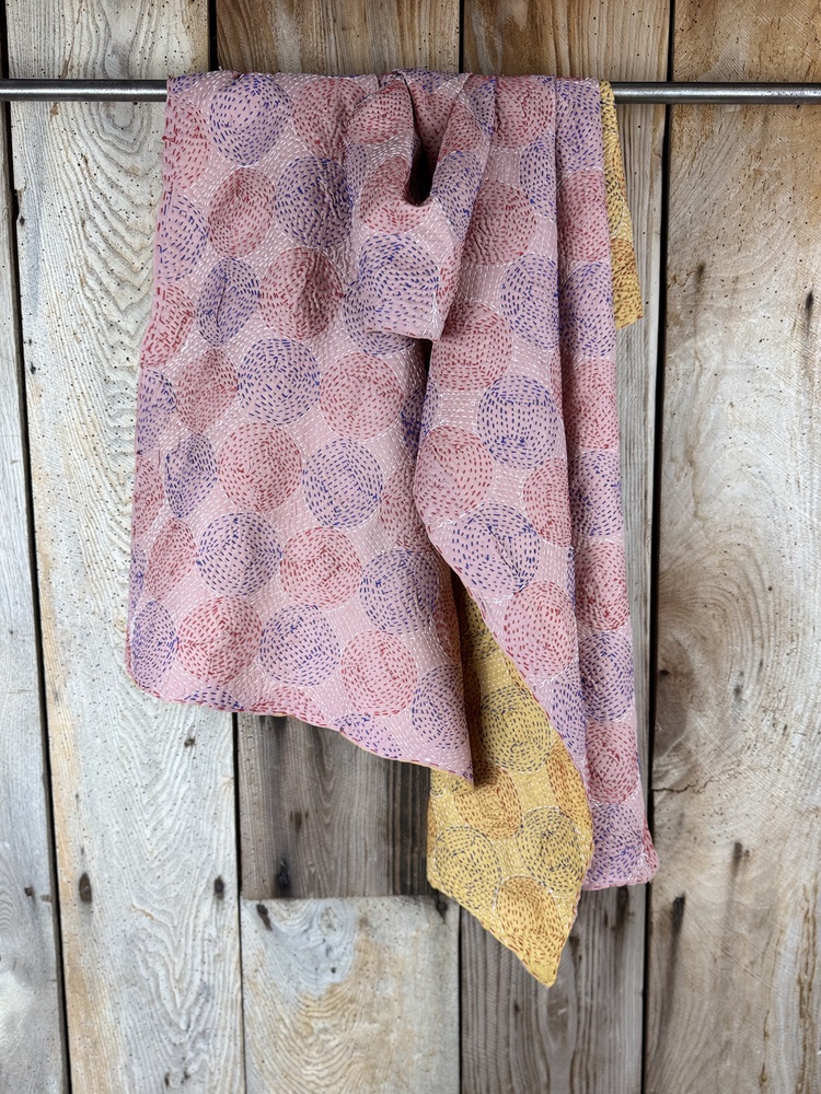 Silk scarf made from hand-stitched recycled sari silk.